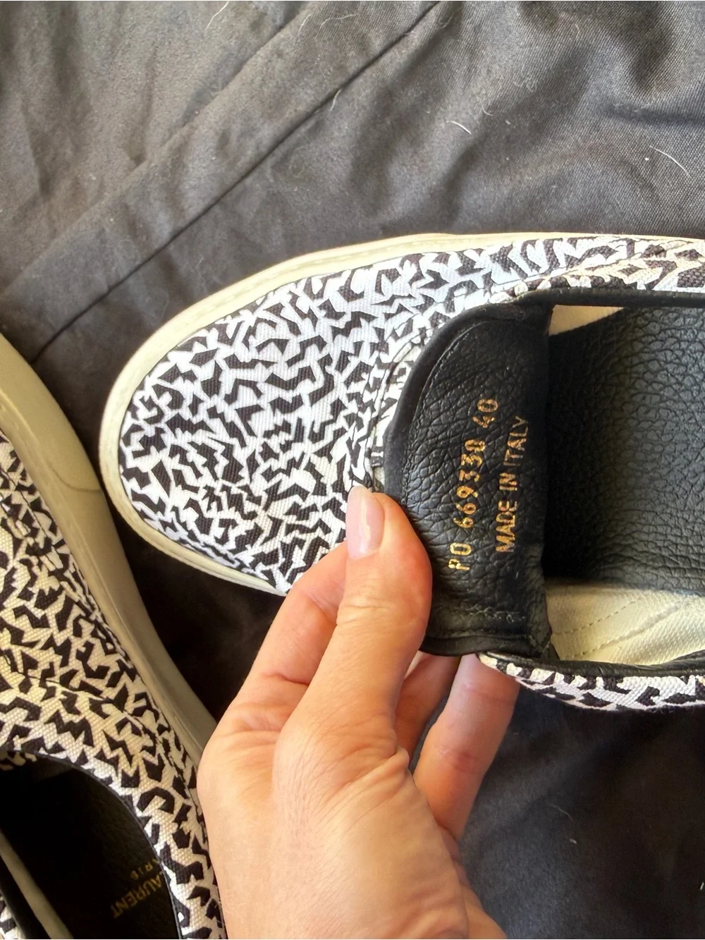 Saint Laurent Black & White Graphic Low-Top Sneakers